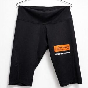 Heron Preston Black Bike Shorts with Orange Detail